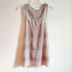 Forever21 Sheer Silver Sequin Tank
